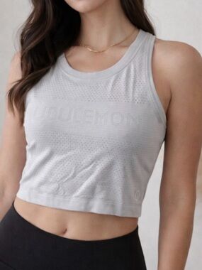 Lululemon Grey Seamless Crop Tank Top | Size Small | Breathable Athletic